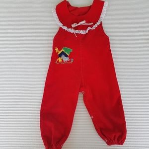 Baby Noah's Ark Overalls Jumper Pants Red Corduroy